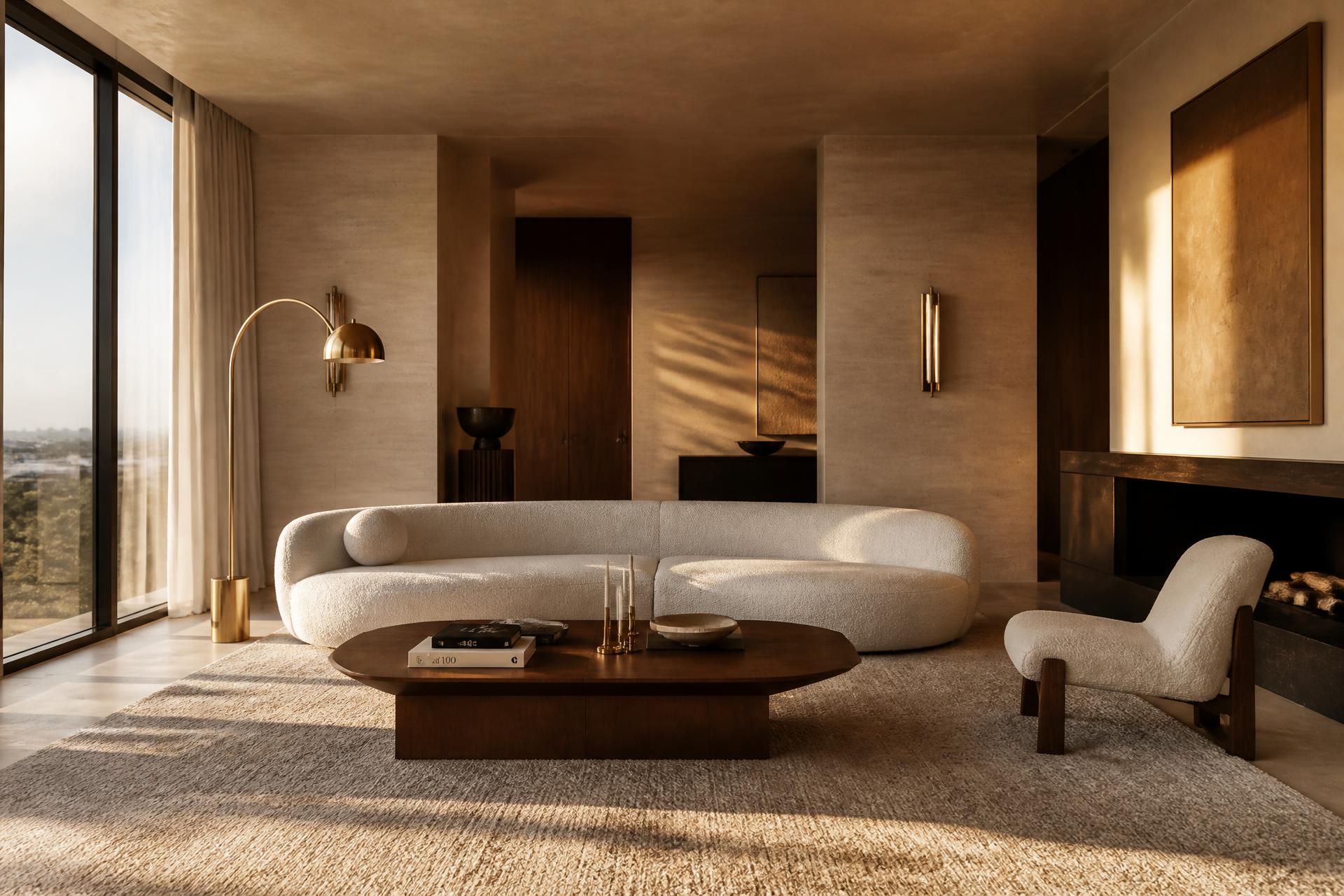A warmly lit luxury interior designed by The Dreamo